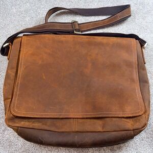 Kattee Mens Leather Messenger Bag Brown Laptop Briefcase Satchel Crossbody